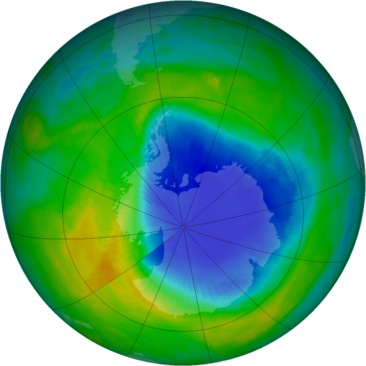Antarctic ozone map for 23 November 1985